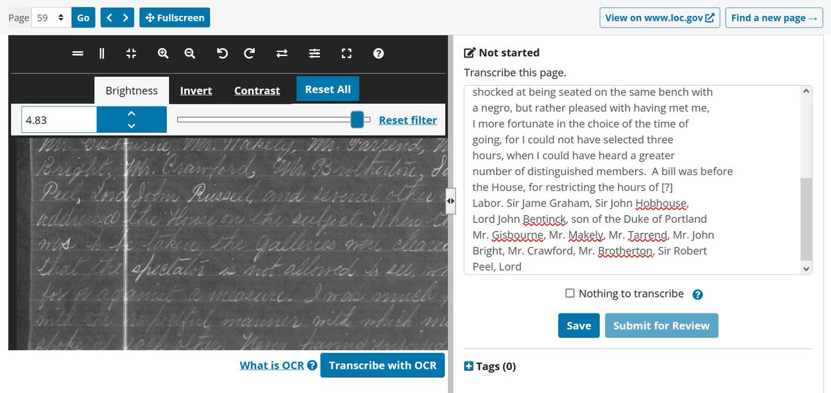 Transcribing a letter from Frederick Douglass recounting his visit to Parliament for #DouglassDay. Names are by far the hardest thing to transcribe!