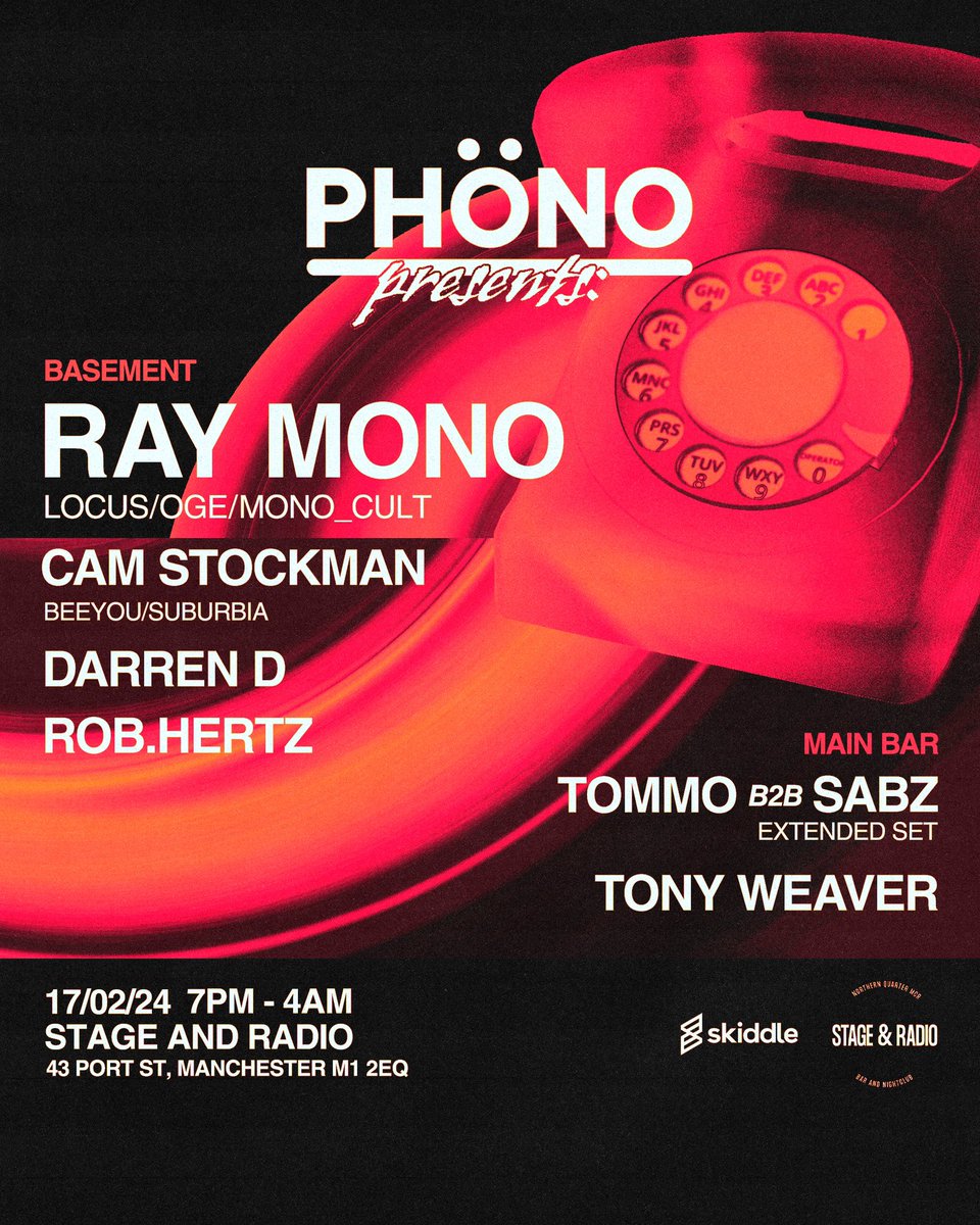This Saturday we bring Ray Mono and Cam Stockman to Stage &amp; Radio to celebrate 1 year of PHÖNO skiddle.com/e/37258456?skr…