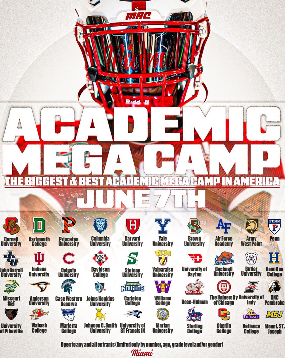 Thank you @CoadyKeller1 for the invite to the, Academic Mega Camp at @MiamiOHFootball @HolloMan21 @LoganHallSC @PPSAthletics