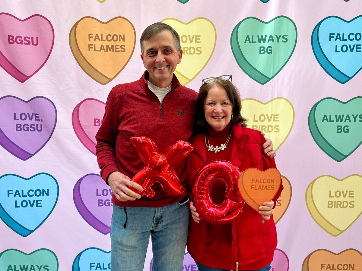 FalconAlumni's tweet photo. These #FalconFlames took a stroll down memory lane and visited our #ValentinesDay party on campus today. 🧡 #AlwaysBG https://t.co/Pn4iomTCwf