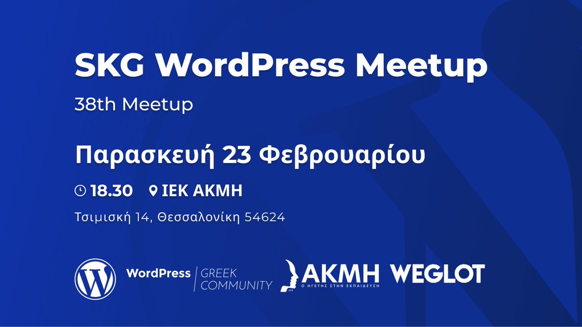 Excited for the 38th SKG #WordPress Meetup! 🎉 Join us on Feb 23 for insightful talks by Angelos Synadakis &amp; Haris Lalatsis. Learn about enhancing #WordPress/#WooCommerce &amp; understanding consumer behaviour. Don't miss out! #wpmeetup 
meetup.com/wordpress_skg/…