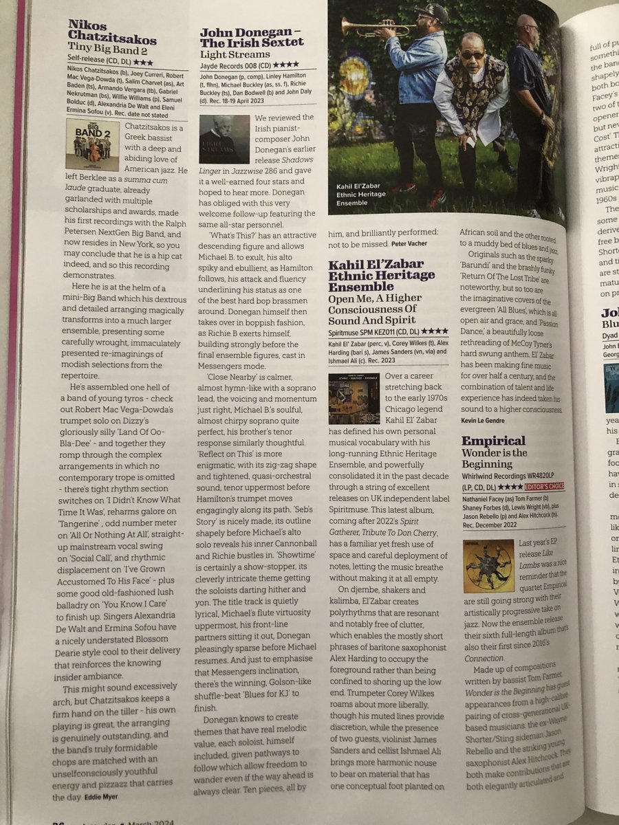 Delighted and grateful for this Four star review from Peter Vacher, for Jazzwise Magazine for our recent album - Light Streams. This review is for everyone involved in the project, to whom I am indebted. It Is available on johndonegan.bandcamp.com or on johndoneganjazz.com.