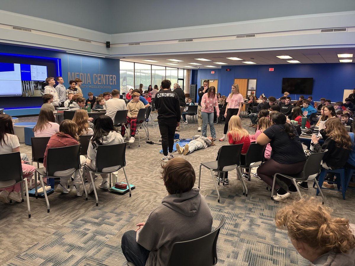 dr_zebrasky's tweet photo. A great afternoon at TMS!  High School Career and Tech Ed students from Sports Rehab and Early Childhood Education speaking to 8th graders!  Scheduling begins soon.  Ask your counselor for more info! #CTEMonth #thscteolympics @thstrinitypride @TRINITY_MLUCAS @TMSTrinityPride https://t.co/oqW4EPmARm