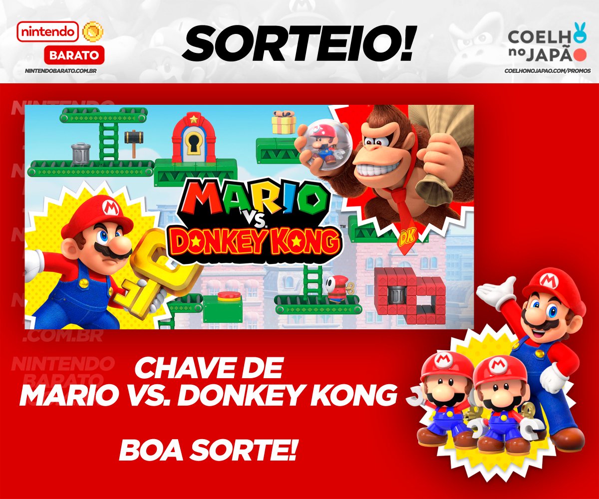 🎁 SORTEIO DE MARIO VS. DONKEY KONG Amigos, Mario Vs. Donkey Kong já está à venda na @nuuvem! E pra comemorar, vamos de sorteio! 🎁 Prêmio: Chave de Mario Vs. Donkey Kong 📄 COMO GANHAR? - Siga eu e a @nuuvem no Twitter - Dê Curtir ❤️ + RT - E comente aqui no post e marque…