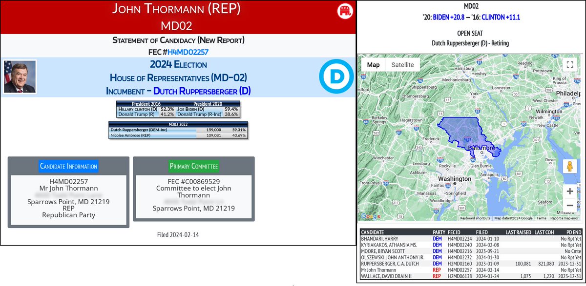CATargetBot0001's tweet image. NEW 2024 FEC F2
John Thormann (REP)
#MD02 (D-Ruppersberger)

docquery.fec.gov/cgi-bin/forms/…