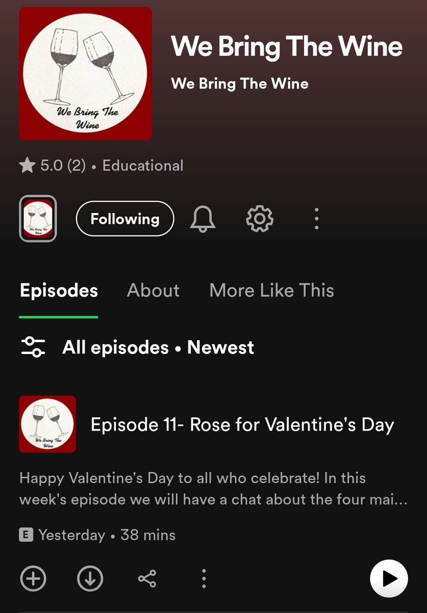 Happy Valentine's Day! 💘 Perfect day to talk rosé! Give us a like and a follow for keep up with episode releases! 
podcasters.spotify.com/pod/show/we-br…

#winepodcast #wine #podcast #wineeducation #ValentinesDay #rosé #drinkpink