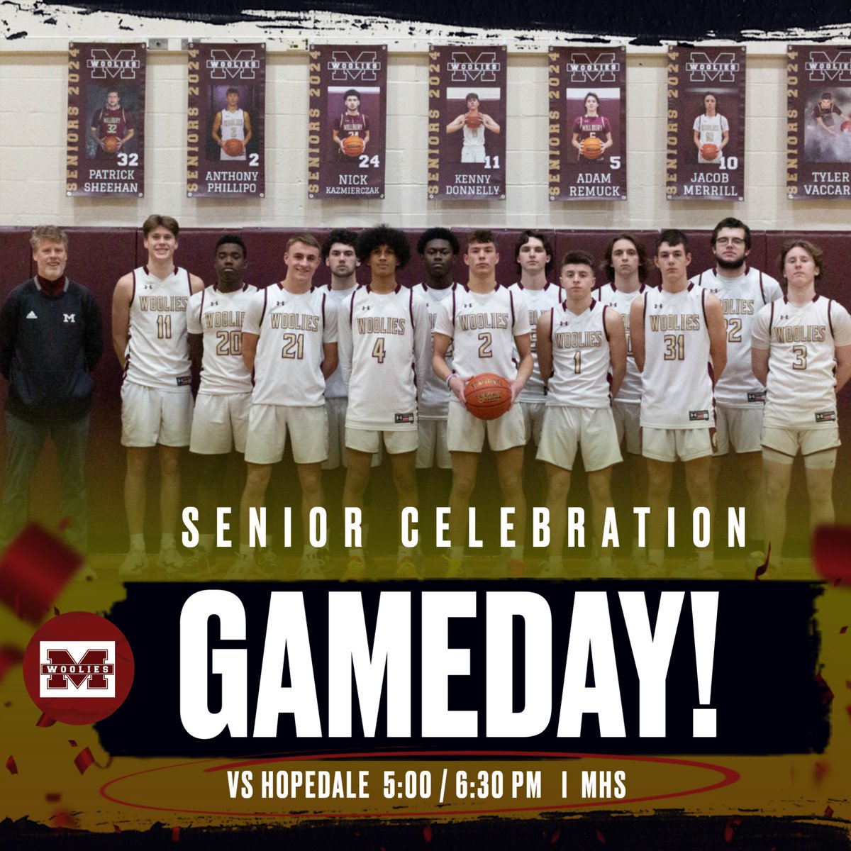 Millbury Athletics (@woolie_pride) on Twitter photo Come out & help us celebrate our 2 senior Cheerleaders & 7 senior🏀players tonight vs Hopedale! Come for the celebration & stay for the great matchup! <a href="/MillburyBooster/">Millbury Booster Club</a> @clowe_millbury <a href="/wooliesATC/">Jordan Sliwoski</a> <a href="/WoolieNews/">Woolie News</a> <a href="/abbeyrigney/">Abbey Rigney</a> Come out & help us celebrate our 2 senior Cheerleaders & 7 senior🏀players tonight vs Hopedale! Come for the celebration & stay for the great matchup! <a href="/MillburyBooster/">Millbury Booster Club</a> @clowe_millbury <a href="/wooliesATC/">Jordan Sliwoski</a> <a href="/WoolieNews/">Woolie News</a> <a href="/abbeyrigney/">Abbey Rigney</a>