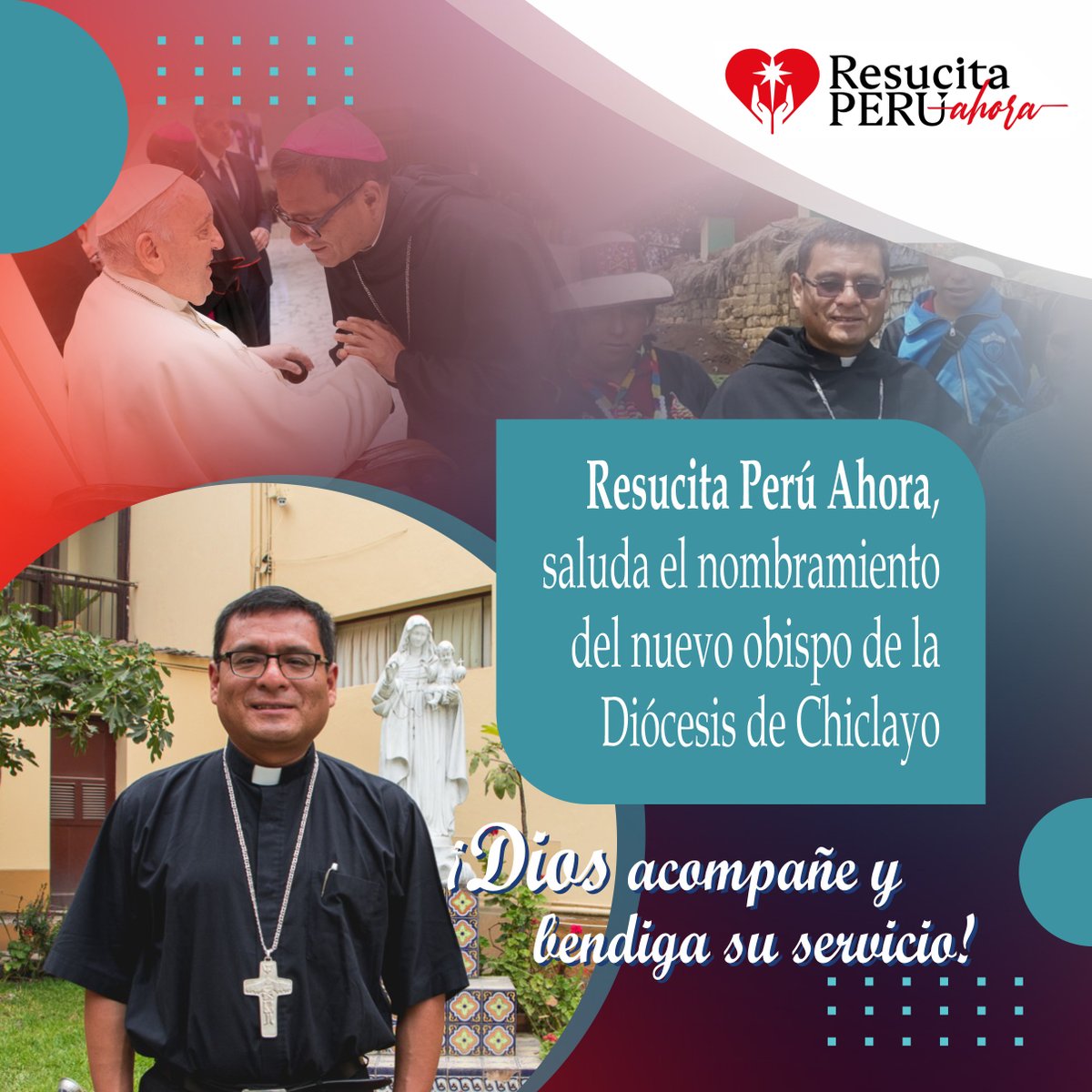 📌Resucita Perú Ahora, felicita a 𝐌𝐨𝐧𝐬𝐞𝐧̃𝐨𝐫 𝐄𝐝𝐢𝐧𝐬𝐨𝐧 𝐄𝐝𝐠𝐚𝐫𝐝𝐨 𝐅𝐚𝐫𝐟𝐚́𝐧 𝐂𝐨́𝐫𝐝𝐨𝐯𝐚 𝐎.𝐒.𝐀. por su nombramiento como Obispo de la Diócesis de Chiclayo. ¡Que Dios lo bendiga abundantemente en este nuevo capítulo de su servicio a la Iglesia! 🙏