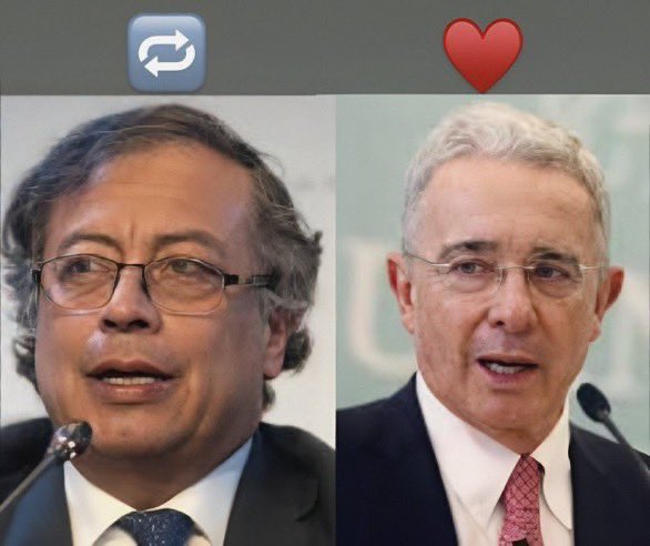 ManuelJVelez's tweet photo. ¿A quien apoyas? 

♥️: Álvaro Uribe Vélez 
🔁: Gustavo Petro https://t.co/IU8U8PF0Eo