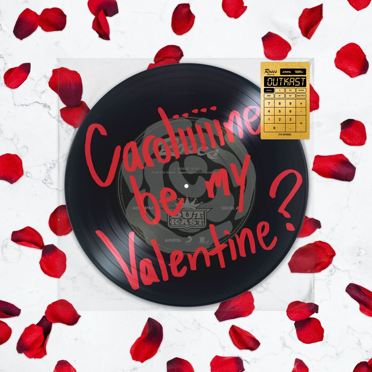 MassAppeal's tweet photo. "Caroliiiiine, be my valentine?”

‘#Roses’ 10" vinyl: https://t.co/2BmMSlsmFA

Grab it in the physical at the #HHTI gift shop.

🌹 6400 Sunset Blvd, Los Angeles, CA.

@BigBoi #HipHopTilInfinity #HipHop50 #SpeakerboxxxTheLoveBelow https://t.co/PFhPMMCkTM