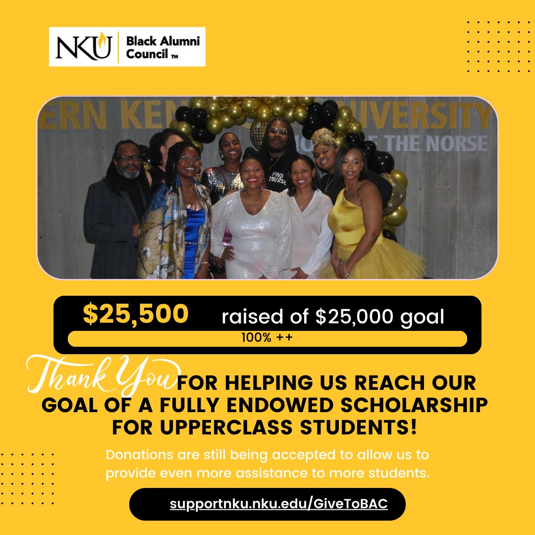 NKU BlackAlumiCouncil (@nkublackalumni) on Twitter photo Thanks šš¼to EVERYONE who donated & supported our efforts, the ššš šš„ššš¤ šš„š®š¦š§š¢ ššØš®š§šš¢š„ š”šš¬ šØššš¢šš¢šš„š„š² š«šš¢š¬šš šš§šØš®š š” š¦šØš§šš² ššØ šš§ššØš° šØš®š« š¬šš”šØš„šš«š¬š”š¢š©!ššš¼
Visit supportnku.nku.edu/GiveToBAC to make a donation TODAY! Thanks šš¼to EVERYONE who donated & supported our efforts, the ššš šš„ššš¤ šš„š®š¦š§š¢ ššØš®š§šš¢š„ š”šš¬ šØššš¢šš¢šš„š„š² š«šš¢š¬šš šš§šØš®š š” š¦šØš§šš² ššØ šš§ššØš° šØš®š« š¬šš”šØš„šš«š¬š”š¢š©!ššš¼
Visit supportnku.nku.edu/GiveToBAC to make a donation TODAY!