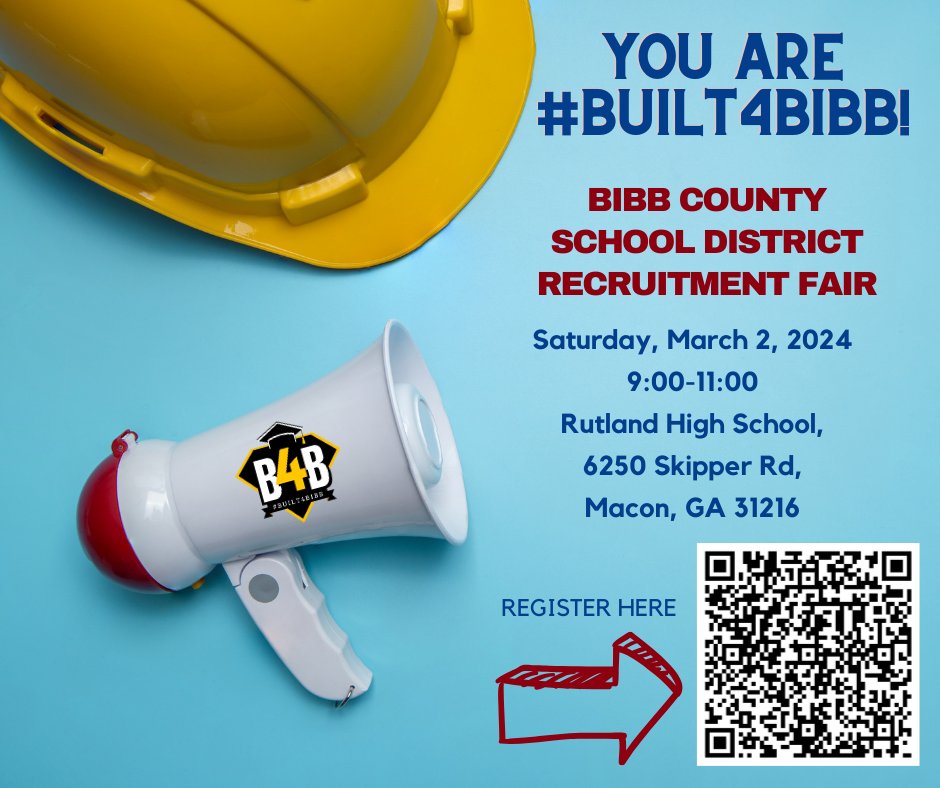 LDSmith1908's tweet image. Join us at the Bibb County School District Recruitment Fair! 🌟 Passionate about education? Ready to make a difference? Come meet us on March 2, 2024 at Rutland High School. 📅✨ Bring your enthusiasm and let's shape the future together!