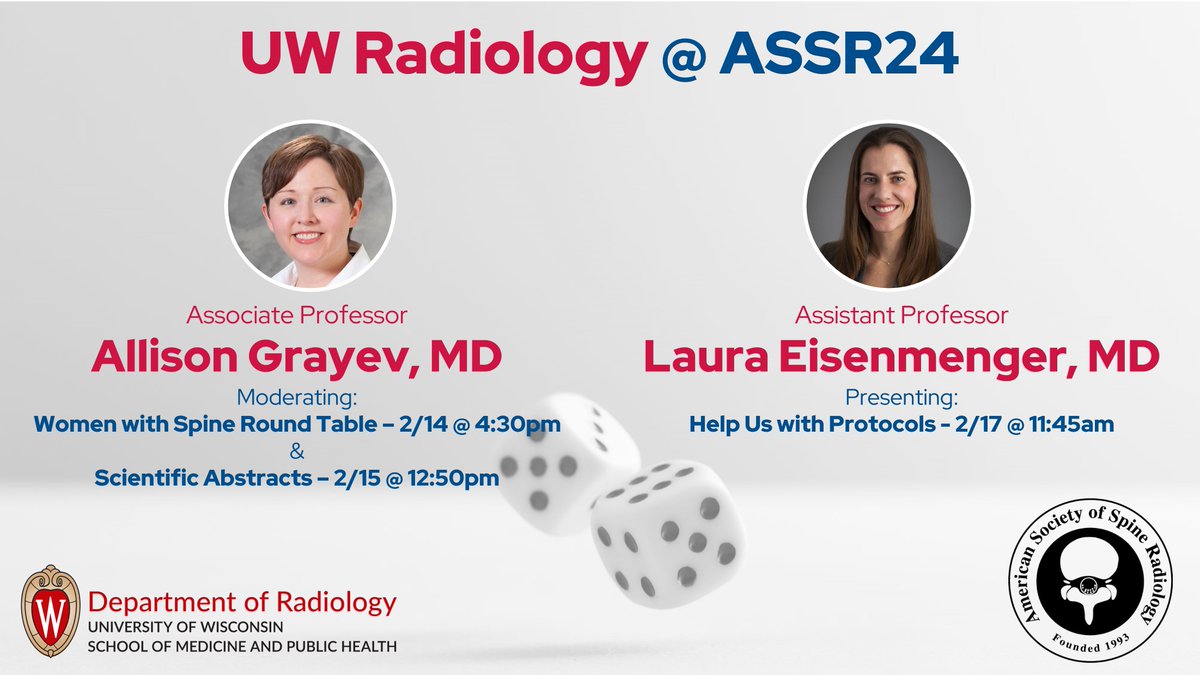 No need for Lady Luck when we have spine radiology experts! Allison Grayev, MD and Laura Eisenmenger, MD are featured at #ASSR24 this week in Vegas. Dr. Grayev moderates two sessions and @LBEisenmenger presents on protocols during the making-life-easier session. @The_ASSR