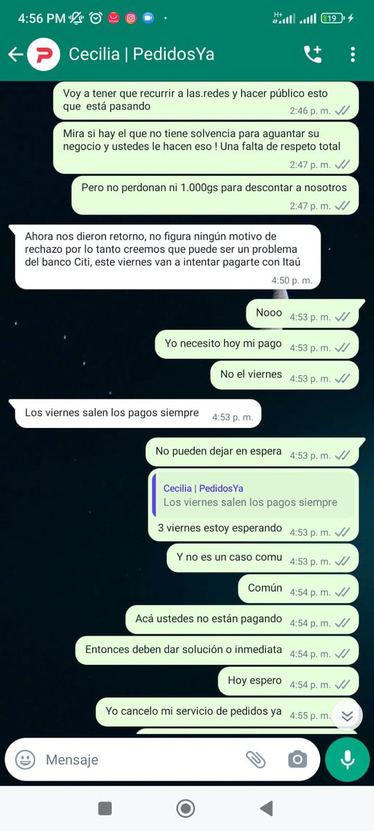 BelenPatronC's tweet photo. @pedidosya de verdad una VERGÜENZA como juegan con la necesidad de la gente, que pasa si son emprendedores y no tienen como solventar y tener un colchón? Deben esperar 3 semanas para su pago? Cuando ustedes cobran al instante por el servicio y descuentan un dineral? https://t.co/FB4w05cBt6