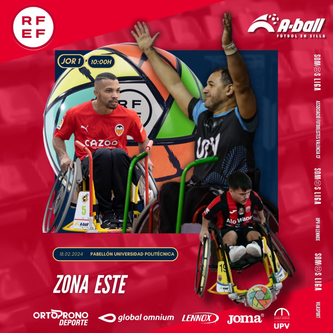 SOMOS LIGA arranca este domingo 18 de febrero con la primera jornada de la Zona Este.🔥

Los equipos de A-ball de AFVCF, UPV-IN LENNOX y VILASPORT de Vila-real, jugarán en el pabellón de la UPV.👨‍🦽⚽️
Jornada que comenzará a las 10:00 y acabará a las 14:00. ¡ESTO ES A-BALL,PAPÁ!