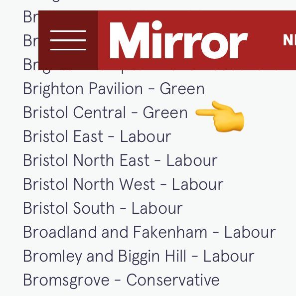 🆕 A huge new poll predicts a #GreenWin for @carla_denyer in #BristolCentral at the next General Election! Read more: mirror.co.uk/news/politics/…