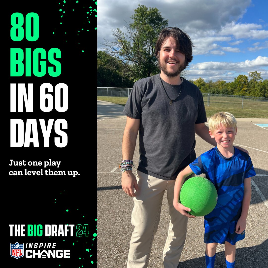 BBBSButlerCo's tweet image. 80 BIGS IN 60 DAYS. We’re counting on you to help us change the game for Littles across #ButlerCounty. 📷
Declare for #TheBigDraft: bbbs.org/bigdraft