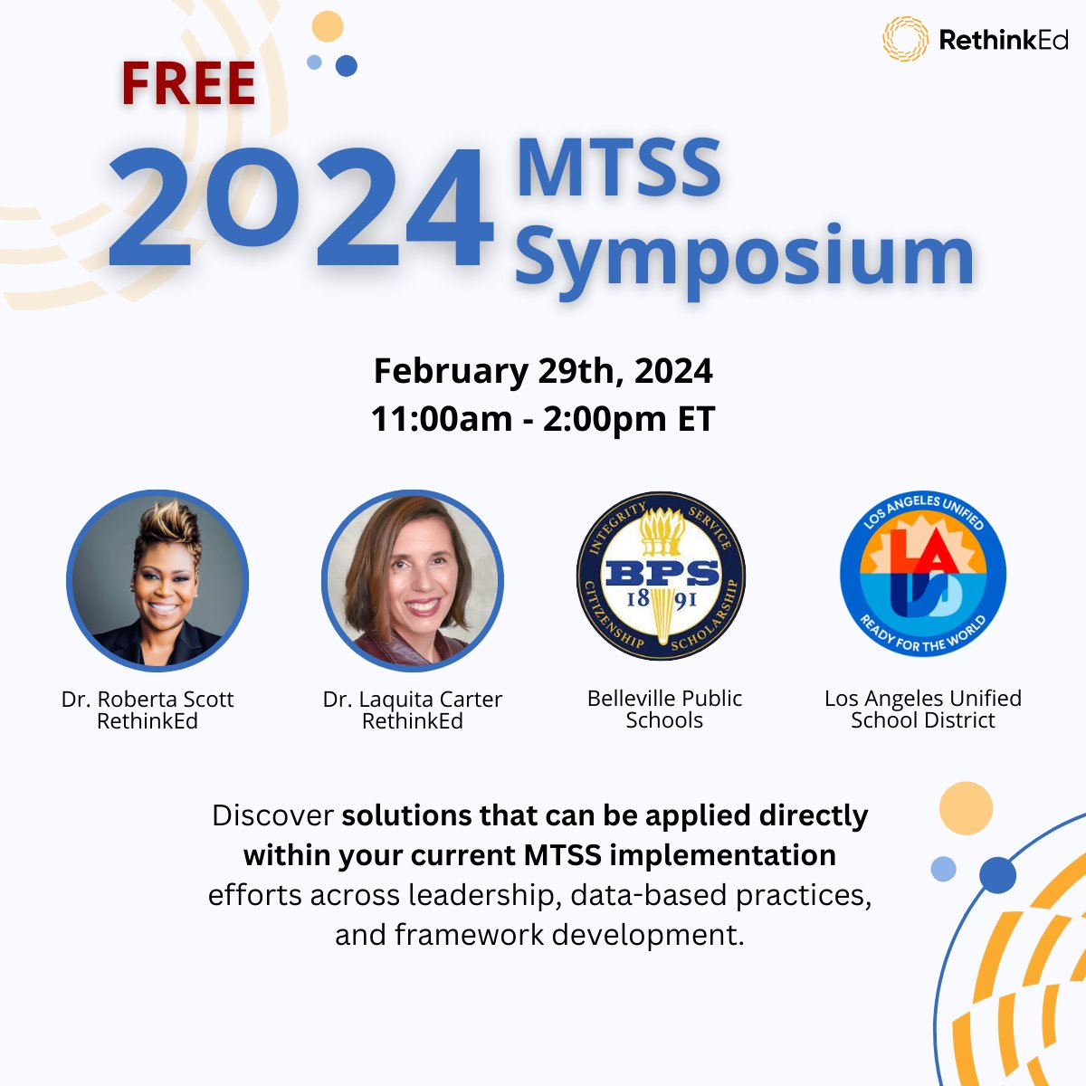 Join RethinkEd and special guests from Los Angeles Unified School District and Belleville Public Schools! Dive into discussions on data-based practices, framework development, and sustainability measures to overcome roadblocks. bit.ly/4bxsVoh #MTSS #K12Education #EdTech