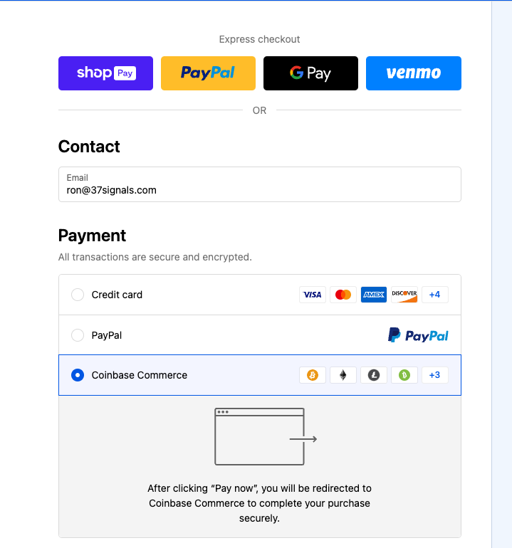 We now accept Bitcoin as payment for ONCE/Campfire. This is the first time we've accepted crypto as payment for our products, and we're proud to work with @Coinbase Commerce on the offering via Shopify. cc: @brian_armstrong @tobi. once.com/campfire
