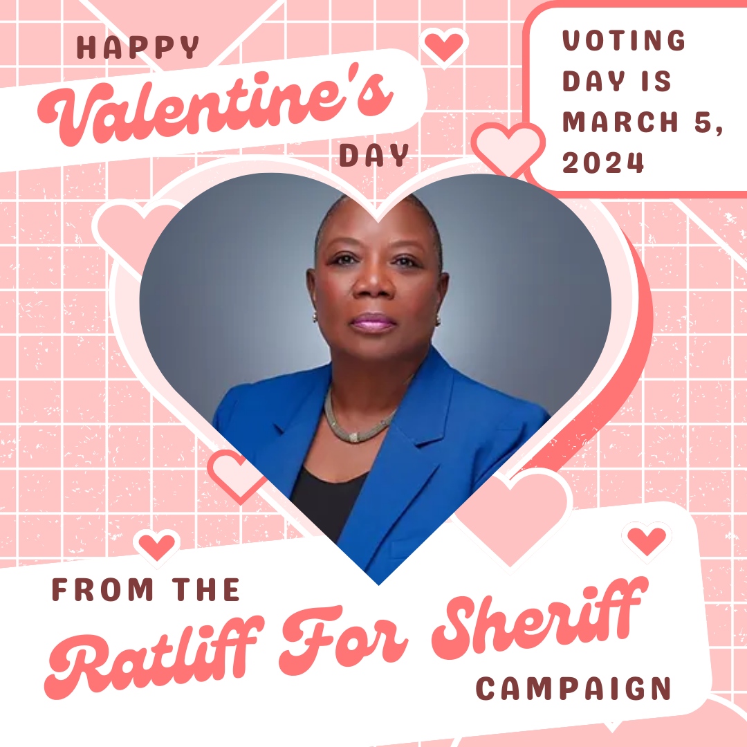 Love is in the air and so is our campaign! Wishing everyone a happy #ValentinesDay from the Ratliff For Sheriff team! ❤️💙 #VoteWithYourHeart #RatliffForSheriff2024 #LoveWins 🎉