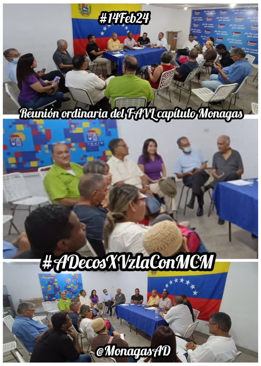 sandraalfaro's tweet photo. #14Feb24 #SandraAlfaro Hoy en reunión ordinaria del FAVL capítulo Monagas, seguimos trabajando en #Unidad para lograr el cambio en #Venezuela con @MariacorinaYa
@ADemocratica
@hramosallup
@MonagasAD
@ADOrganizacion_
@PieroMaroun 
#ADecosXVzlaConMCM
#ConVzla https://t.co/3fwsFYZ56F