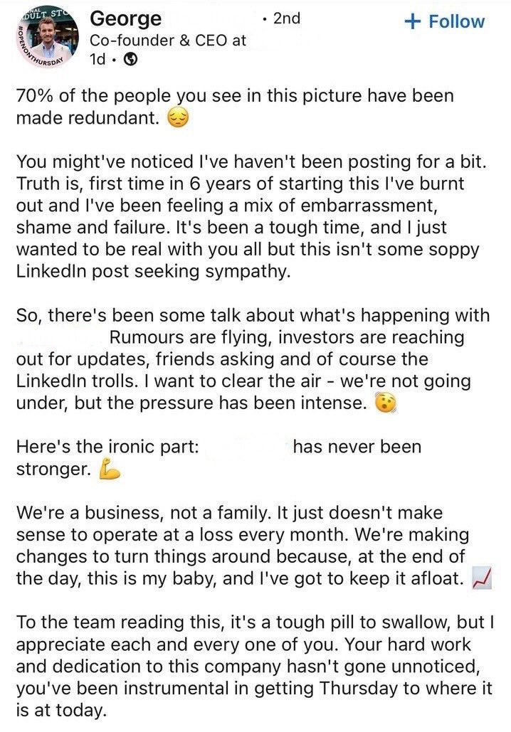 BestofLinkedin's tweet photo. Hey George, you’re a bad CEO and a worse human being ✌️

#bestoflinkedin https://t.co/V8BTC0YPME