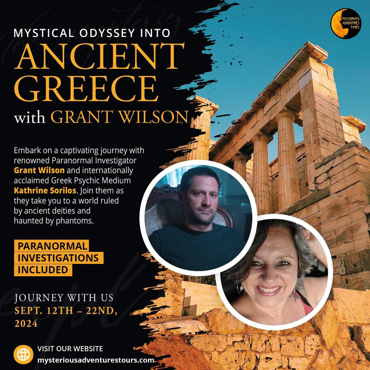 Join @ReannaWilson3 and I, along with our charming and talented guide Katherine Sorilos as we explore and investigate the history and mysteries of Greece! Head on over to MysteriousAdventuresTours.com @MystAdventures #greece #paranormal #grantwilson #ghosthunters #haunting #tours