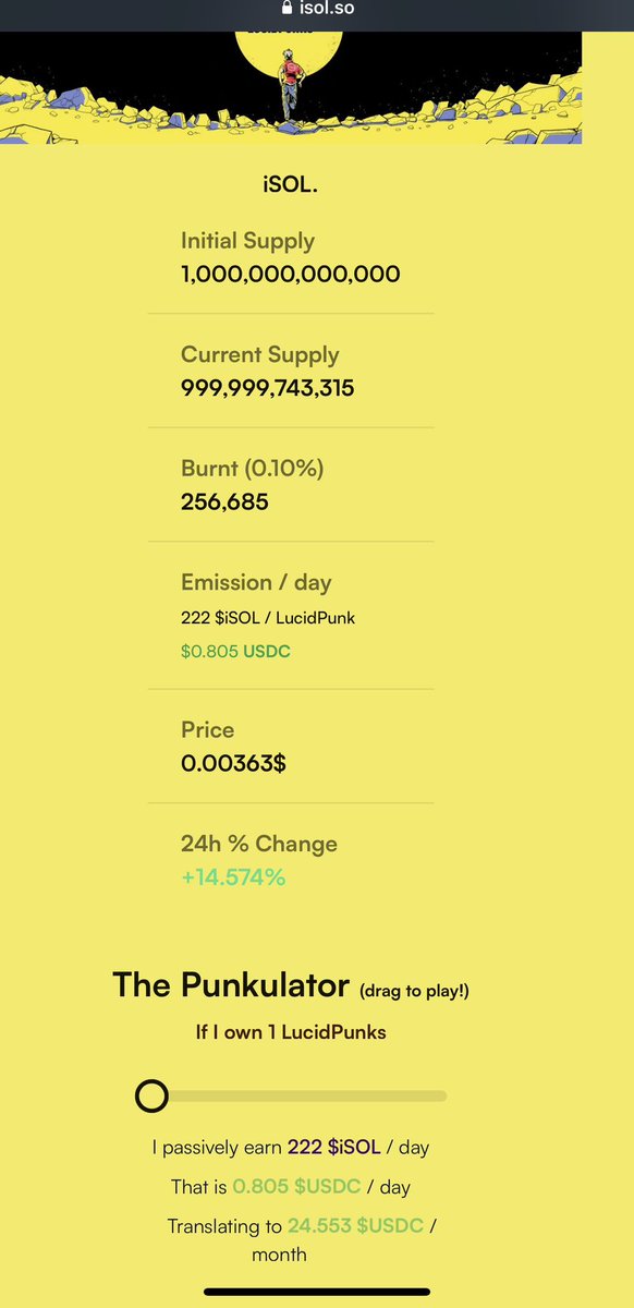 🚨So you’re telling me for a 3 SOL investment that I could be making $0.80 a day give or take and be apart of a knowledgeable defi community! Such a great opportunity you do the math⁉️🤔 isol.so