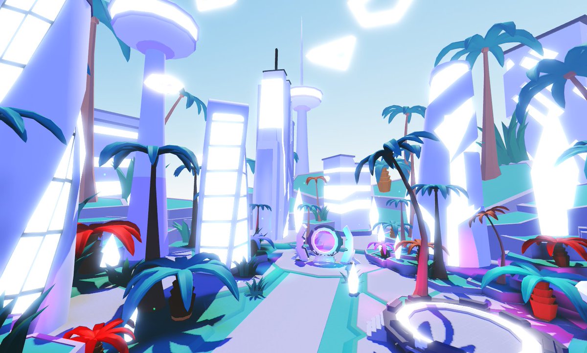 🌴🔮 Step into the future with the 'Neon Oasis' map on Sword Simulator! 🤖🌴 #RobloxDev  #RobloxCommissions #robloxart #lowpoly