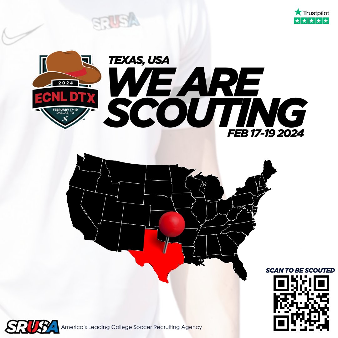 SRUSA 🇺🇸 (@srusa_official) on Twitter photo ✅ We are 𝗦𝗖𝗢𝗨𝗧𝗜𝗡𝗚 for #CollegeSoccer players on 17-19 Feb 2024.
⠀
Event: ECNL Texas
Location: Dallas, Texas 🇺🇸
⠀
SRUSA Staff:
Paul Jobson (<a href="/CoachJobson/">Coach Jobson</a>)
Doug Quint (<a href="/quintd18/">Doug Quint</a>)
📥 To have a staff review you during the event, please fill in this form ✅ We are 𝗦𝗖𝗢𝗨𝗧𝗜𝗡𝗚 for #CollegeSoccer players on 17-19 Feb 2024.
⠀
Event: ECNL Texas
Location: Dallas, Texas 🇺🇸
⠀
SRUSA Staff:
Paul Jobson (<a href="/CoachJobson/">Coach Jobson</a>)
Doug Quint (<a href="/quintd18/">Doug Quint</a>)
📥 To have a staff review you during the event, please fill in this form