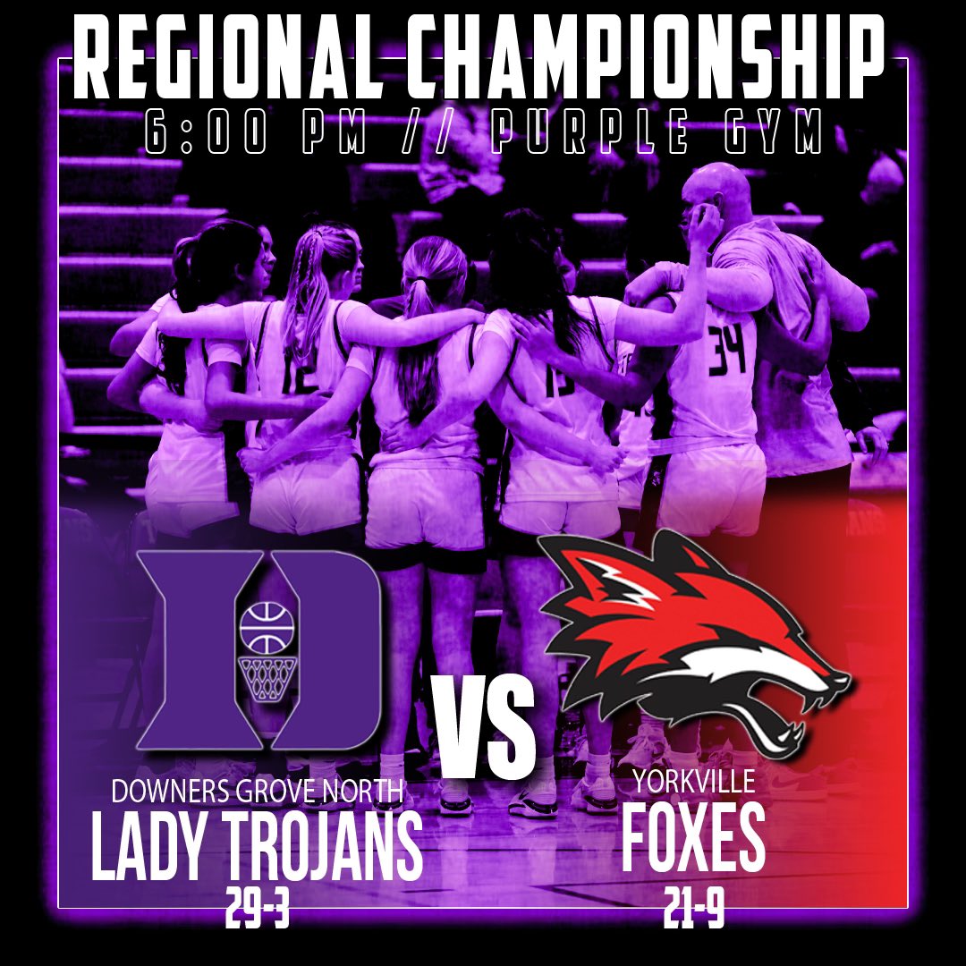 dgnathletics's tweet photo. @LadyTrojanHoops Regional Finals!! 6pm Tip Off See you There!  Thursday 2-15! Let’s go! @WeAreDGN @IHSA_IL https://t.co/hQM8quL3Jx
