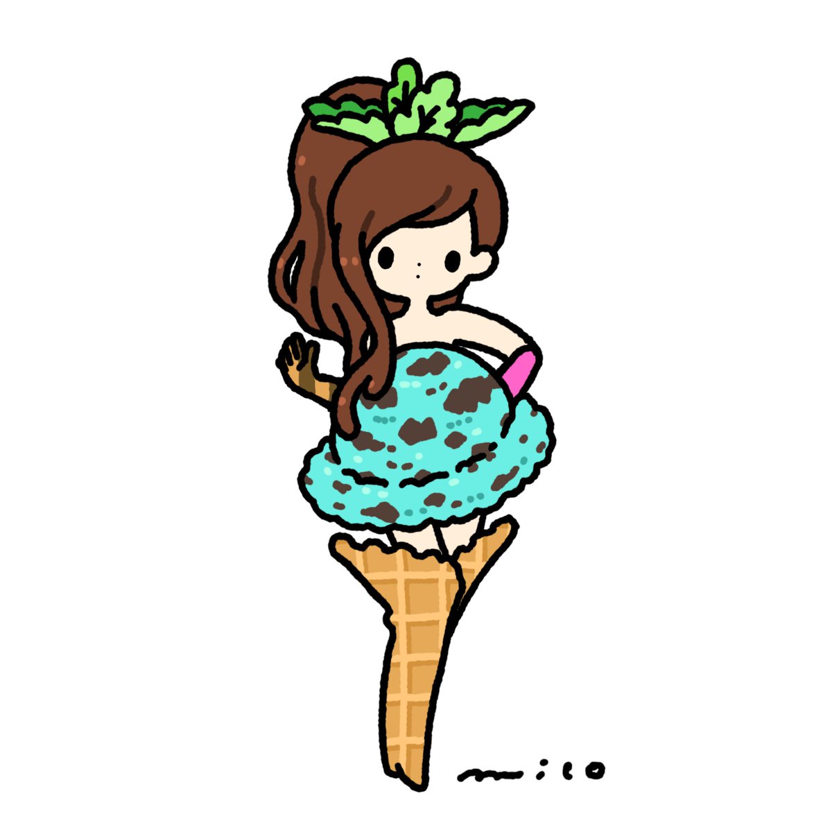 「Chocolate mint  #今日は何の日#チョコミントの日 」|paricoのイラスト