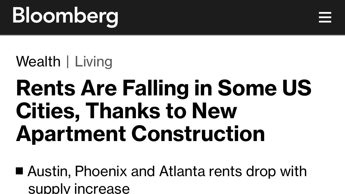 AlecStapp's tweet image. Weird how the law of supply and demand applies to housing too