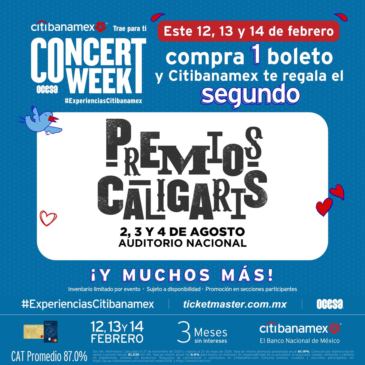 vivelatino's tweet photo. ¡Ooojooo! 👀
Para que no se queden con ganas de ver a Los Caligaris les contamos que sus shows también entran en la promo de Concert Week. 

#ExperienciasCitibanamex 
🎟️: https://t.co/X9uV6h7EXn https://t.co/p6i42MsdEQ