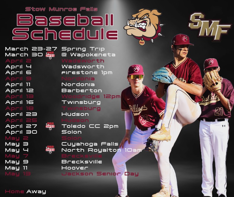 StowBaseball's tweet photo. 2024 Stow-Munroe Falls Bulldogs Baseball Schedule. We are excited to face off against some of the best Ohio has to offer

 @PrepBaseballOH

Scrimmages vs @WHS_BASEBALL_1 @lvilleleopardbb @CVCA_Baseball
&amp; @USbsbl

Thanks @jphowell23 for the photo

@SMFSports @SMFSchools 

Go Dogs! https://t.co/ckcwj406vP
