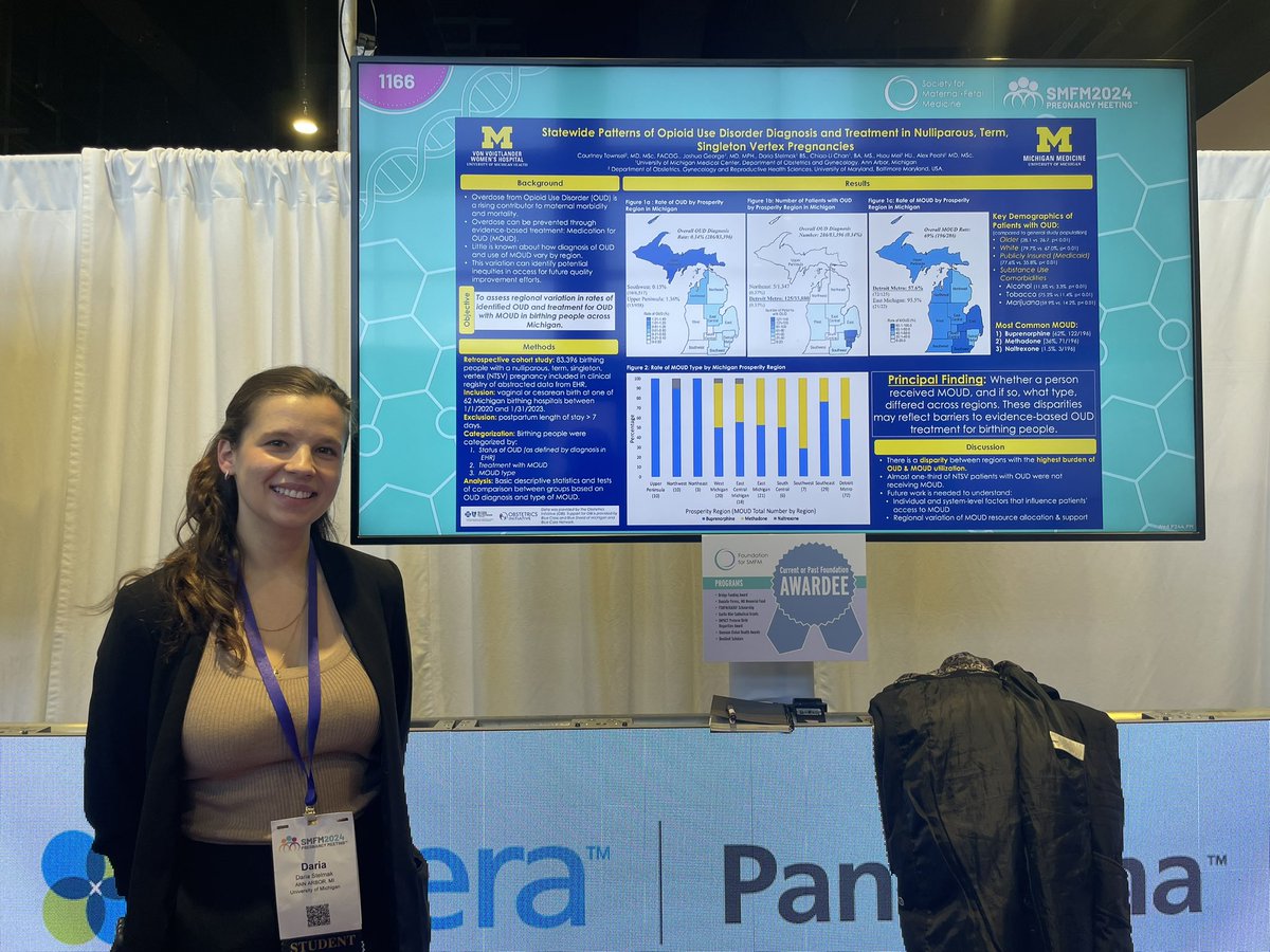 Rates of medication for opioid use disorder and medication types utilized vary across Michigan regions, highlighting opportunities to ensure equitable access to the lifesaving treatment. 

#OUD #SMFM24 

(Daria Stelmark- presenting!)