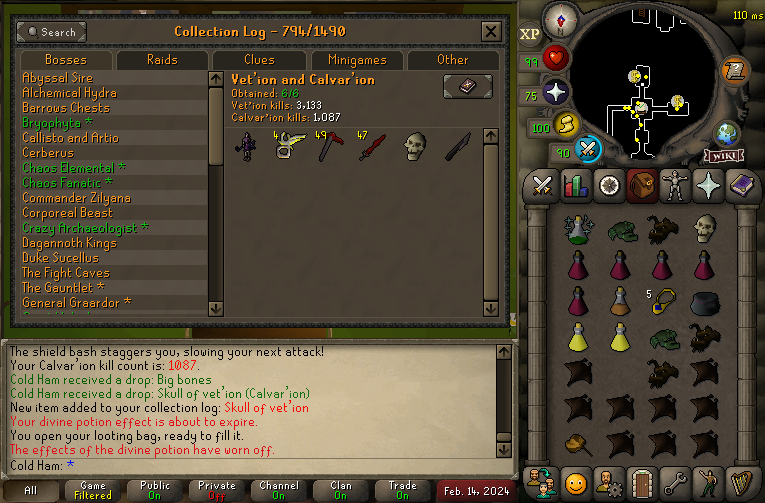 Cold_HamOSRS's tweet image. Recompleted Vet&apos;ion and Calvar&apos;ion