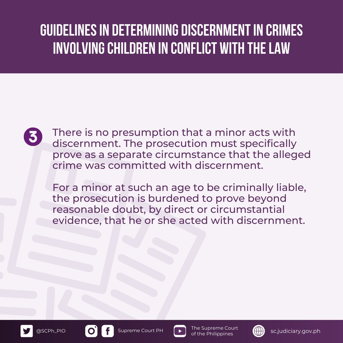 SCPh_PIO's tweet photo. The SC ruled that there is a different standard in determining a minor’s culpability for crimes, hence the need for guidelines to streamline the discernment determination process for crimes involving children in conflict with the law.

READ: https://t.co/ZIUwl4og5q https://t.co/mkQ3KBAT8R