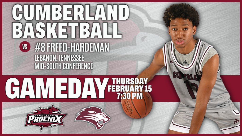 Cumberland Phoenix (@gocuphoenix) on Twitter photo Big day today 💪
🆚 #8 Freed-Hardeman
📍 Lebanon, Tenn.
⏰ 7:30 PM
📺 tinyurl.com/4txv539d
📊 tinyurl.com/mr3c3tfm
📻 WANT FM 98.9
#WeArePhoenix | <a href="/CUPhoenixMBB/">Cumberland University Men's Basketball</a> Big day today 💪
🆚 #8 Freed-Hardeman
📍 Lebanon, Tenn.
⏰ 7:30 PM
📺 tinyurl.com/4txv539d
📊 tinyurl.com/mr3c3tfm
📻 WANT FM 98.9
#WeArePhoenix | <a href="/CUPhoenixMBB/">Cumberland University Men's Basketball</a>