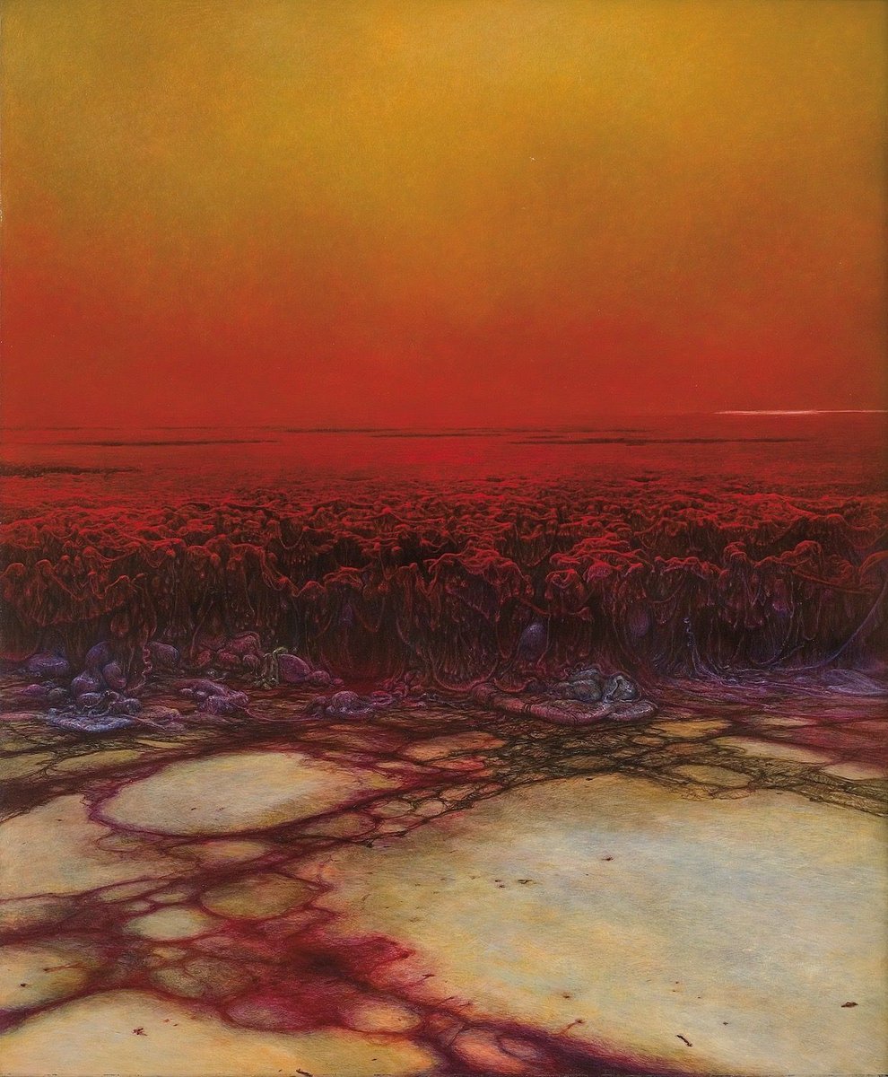 solisolsoli's tweet photo. Oil paintings by Zdzisław Beksiński https://t.co/lm59IYFlSu