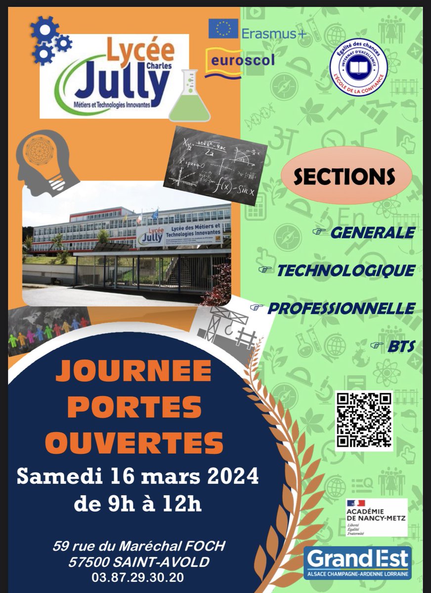 Journée Portes ouvertes au lycée Charles Jully le 16 mars dès 9h <a href="/LPOJullyStAvold/">Lycée Charles Jully-Saint Avold</a>