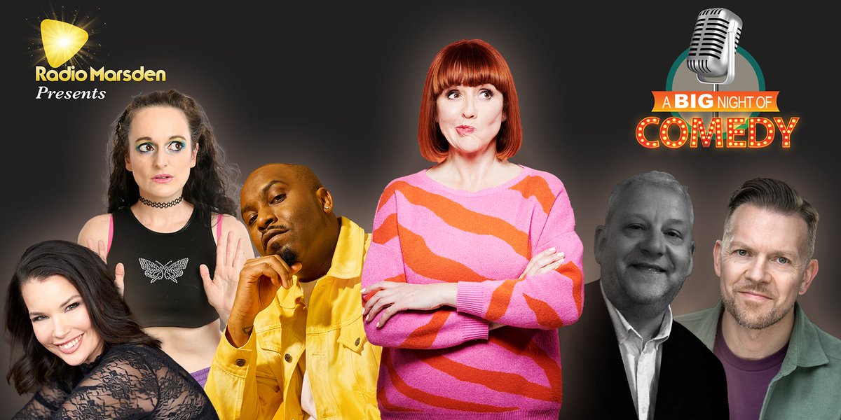 Just look at this Line Up This really is a BIG Night of Comedy Join us @ReigateManor on Thurs 25th April to see @Michellesfunny @SoozUK @DaneBaptweets @callybeaton @russellarathoon and @neillong A fantastic charity night in aid of @RadioMarsden 🎟️ radiomarsden.co.uk/comedy