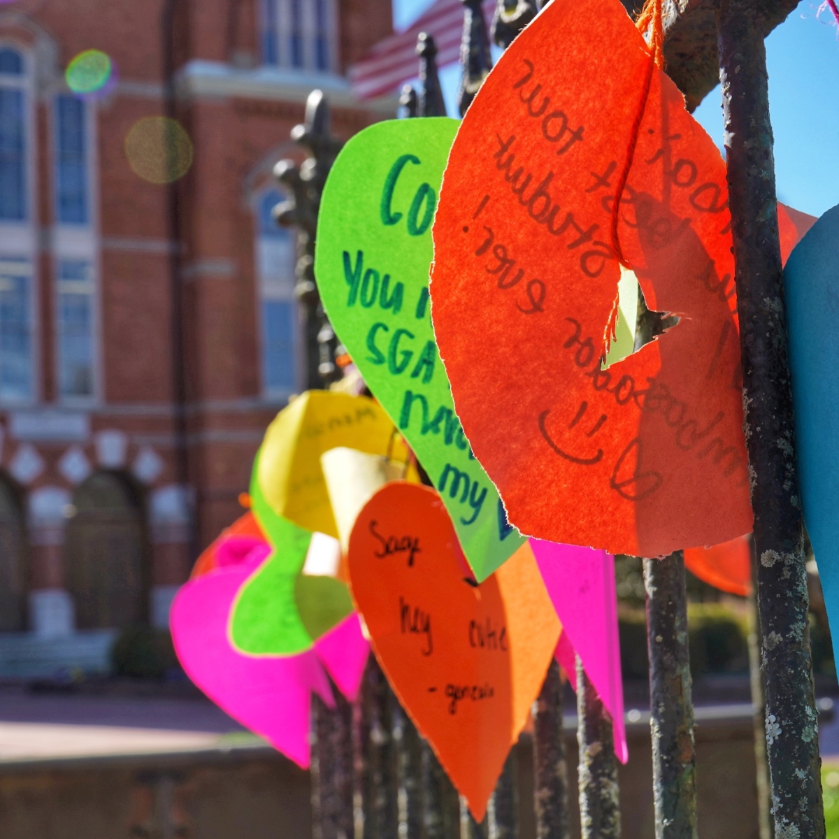 Happy Valentine's Day Oxford! Students were able to enjoy the yearly Valentine's Day tradition of reading the heart-shaped notes on the quad. 💛🌳 #OxfordCollege #ValentinesDay #Hearts