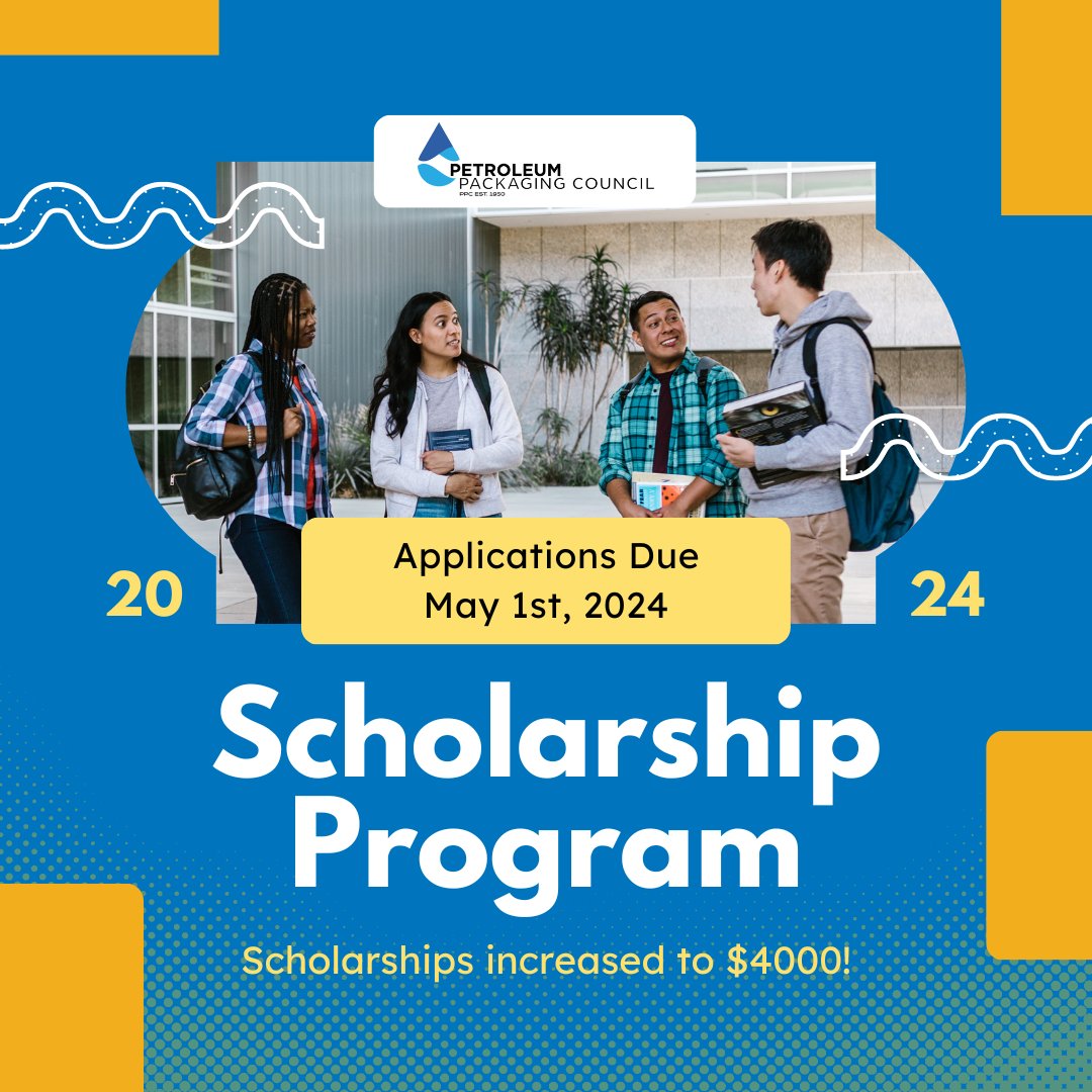 PetroPackaging's tweet photo. Applications are now OPEN! 
🎓🎓🎓
The PPC offers three $4,000 scholarships for children of PPC members in good standing. Applications are due May 1 for the following school year. View all the details here: https://t.co/ENMRf9Rpyd https://t.co/A3PJOdnXKd