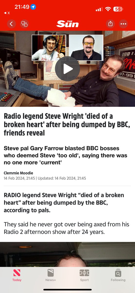 So so very sad ! He was the best … #SteveWrightInTheAfternoon