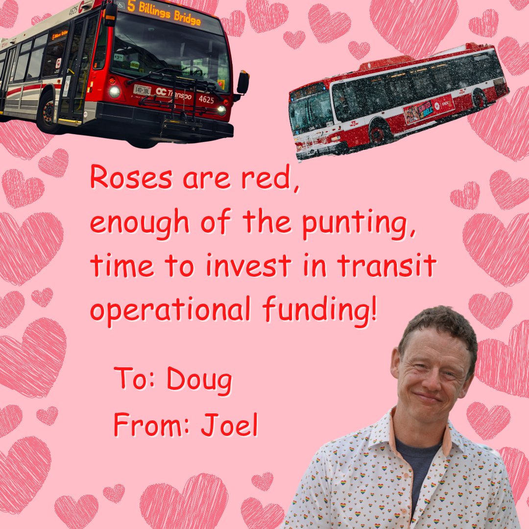 Tired of high fares and long wait times that make it harder to see your Valentine? 💗

Sign our petition asking Doug Ford to #FundTransitNow here: joelhardenmpp.ca/fund_transit_n…