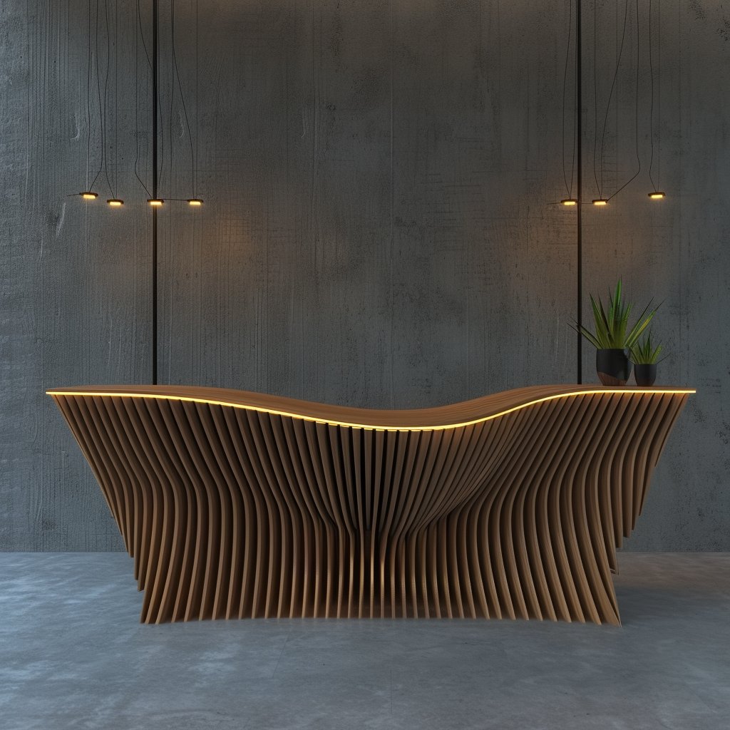 dezairt's tweet photo. wooden reception #AiArchitecture #AiArt #Midjourney #MidjourneyArchitecture #Dezairt2024 #ReceptionArea #AiDesign #ProductDesign #Ai #Interiordesign https://t.co/fs10gK4m7h