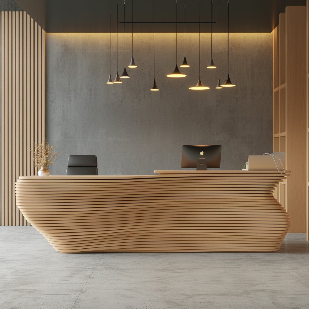 dezairt's tweet photo. wooden reception #AiArchitecture #AiArt #Midjourney #MidjourneyArchitecture #Dezairt2024 #ReceptionArea #AiDesign #ProductDesign #Ai #Interiordesign https://t.co/fs10gK4m7h