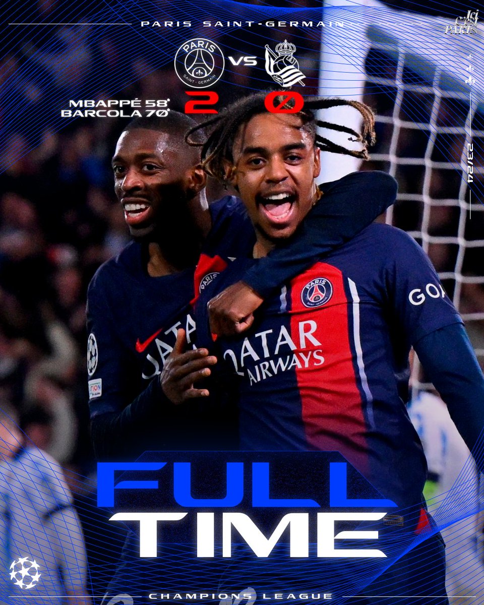 PSG_inside's tweet photo. Paris remporte la manche aller dans ces huitièmes de finale de la @ChampionsLeague. ✅

Rendez-vous mardi 5 mars à Saint-Sébastien pour le match retour. 🔜

𝑰𝑪𝑰 𝑪'𝑬𝑺𝑻 𝑷𝑨𝑹𝑰𝑺 ❤️💙

#PSGRSO I #UCL https://t.co/tUy4v8lqNS