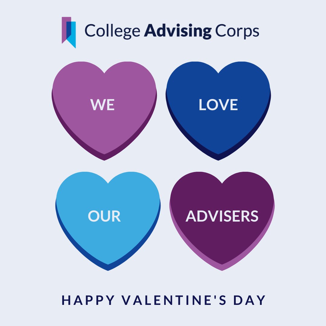 College Advising Corps (@advisingcorps) on Twitter photo Happy Valentine's Day. Special thank you to our advisers, who show up every day! #HappyValentinesDay Happy Valentine's Day. Special thank you to our advisers, who show up every day! #HappyValentinesDay